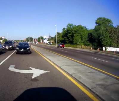 Had to cross the median and 3 lanes to get to McDonald's.