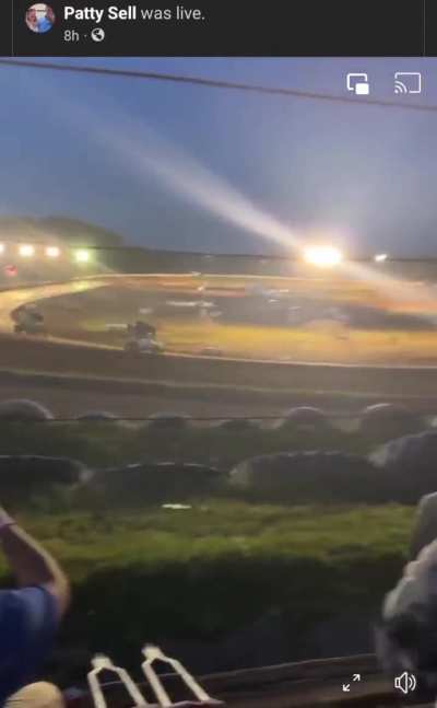 Racecar almost joins spectators in grandstand