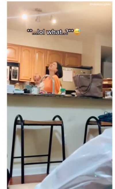 Look at the baby he just want a piece of whatever her mom is having ???
