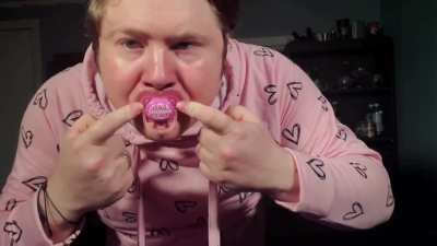 Did this dude just superglued a pacifier to his face ?