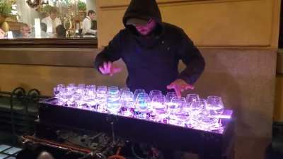 This guy playing Liszt's "La Campanella" on a glass harp. Prague 2019