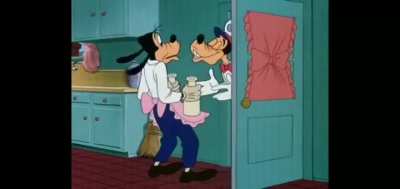 Goofy doing chores for his wife