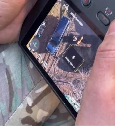 AFU: Drone operators drop sausages to a local dog.