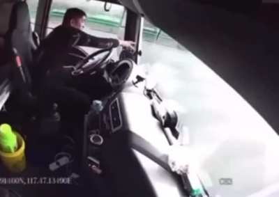 Professional driver does professional driving