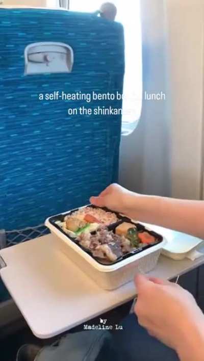 "This weekend's plans? Oh, not much, just eating a self-heating bento at 300 kph past Mt. Fuji."