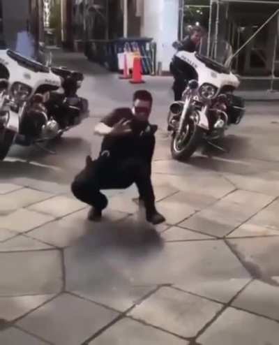 Hip hop battle between this kid and the cop