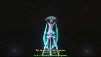 Hatsune Miku (a Japanese anime hologram) performs on stage "live" with a real band to a huge audience.