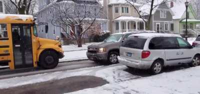 Blocking a bus full of kids from getting to school