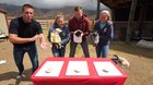 This pie-eating contest was part of a senior dog "camp party" that gives enrichment to older dogs (pies made from dog friendly ingredients).