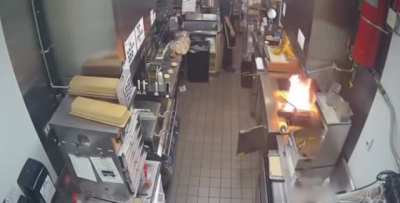 This guy put water in oil fire!
