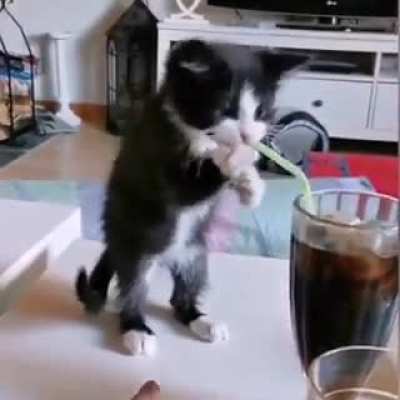 To Drink Soda With Straw.