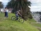 Good Samaritan stops cyclist from hitting a parked car