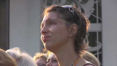 Faith healer "heals" audience simply by gazing at them intently