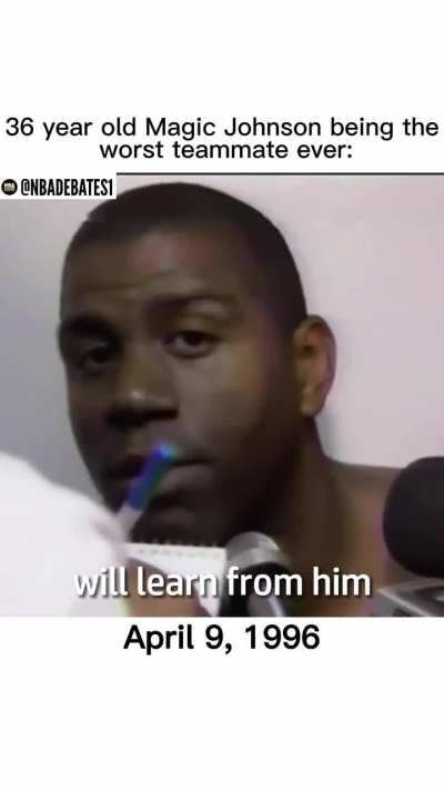 [Highlight] (1996) Van Exel shoves a referee into the scorer's table after protesting a call, Magic Johnson says "you just don't do it" in a post game interview, then he pushes Scott Foster 5 days later