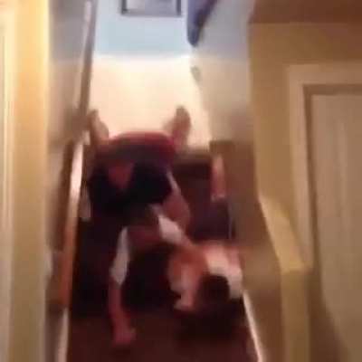 WCGW sliding down the stairs with the kids