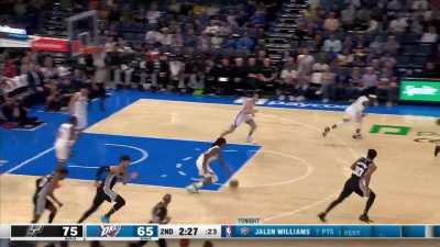 [Highlight] Full Jalen Williams dunks sequence as his teammates lose it on the bench