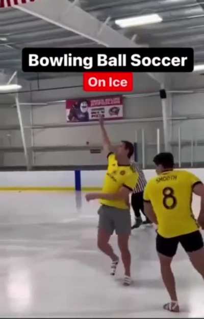 Playing football with a bowling ball on ice