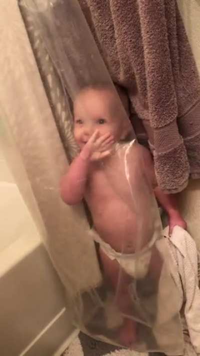 She hides so well behind the translucent shower curtain. ?Where did she go!!?