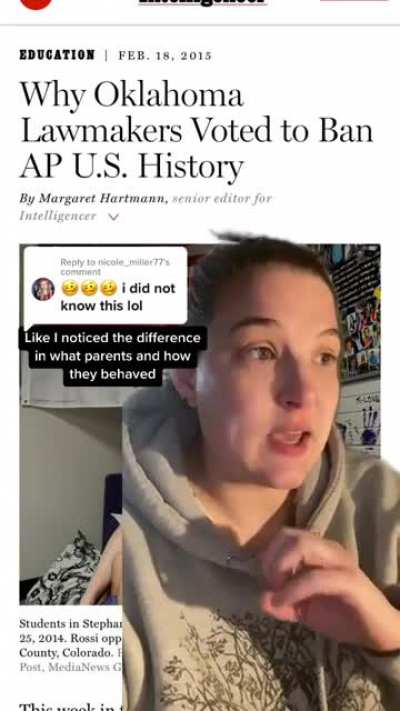 Teacher talks about how conservatives / GOP keep trying to get AP U.S. history banned in Oklahoma because it’s against their death cult jingoism white washed history