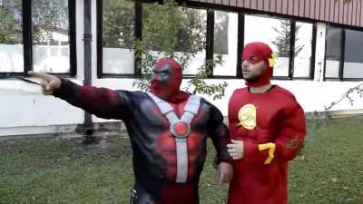 funny what kids watch these days(flash and Deadpool meet slender man)