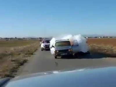 Moving cars and fireworks mix very good together ?