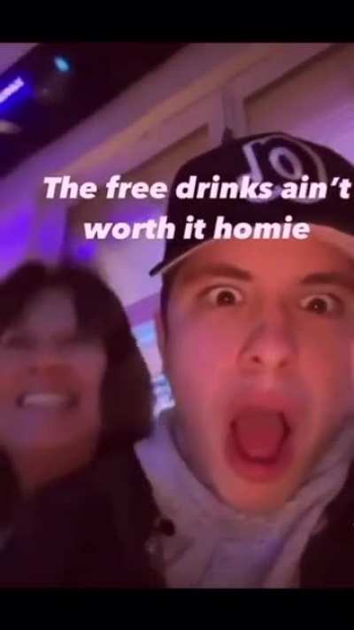 Guy just wanted free drinks?
