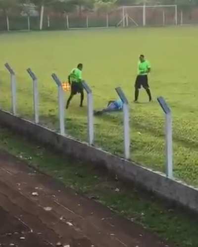 Linesman (assistant referee) knocked him out.