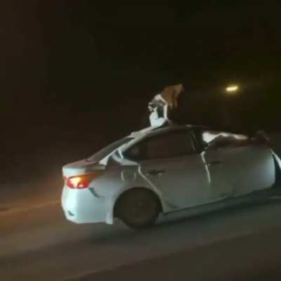 Idiot keeps on driving after hit and run