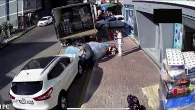 WCGW moving a pallet of water bottle packs on uneven surface