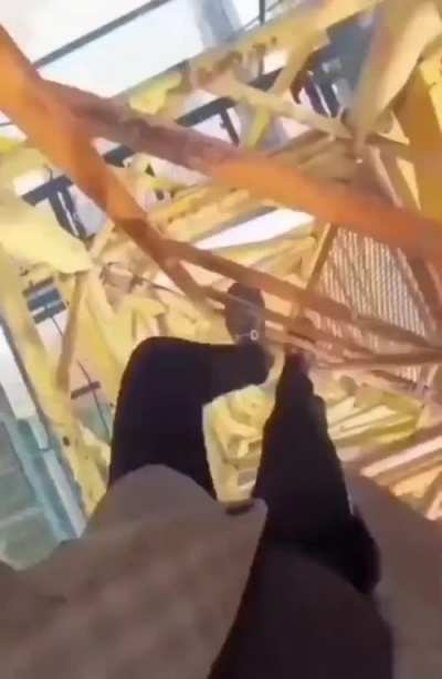 End of shift of a tower crane operator.