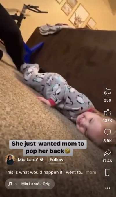 She just wanted Mom to pop her back