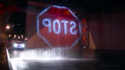 Water used to project a stop sign in Sydney