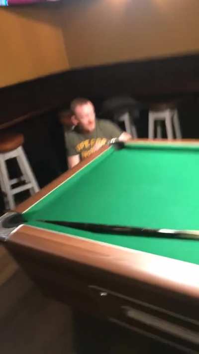 This dad accidentally breaks pool cue