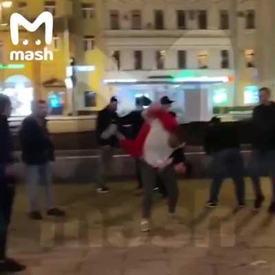 To kick the dude in grey pants.