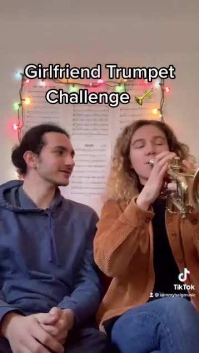 challenging my gf to a trumpet duel