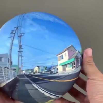 A 360° photo printed on a sphere.