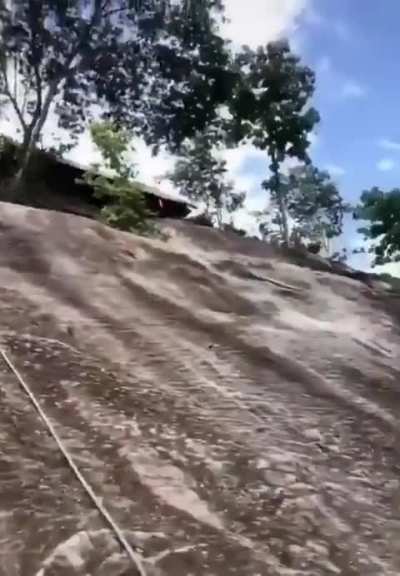 Monk climbs with ease while others are even struggling with rope ??
