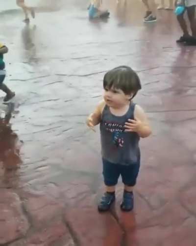 He thought it would be so cool to be splashed by a roller coaster