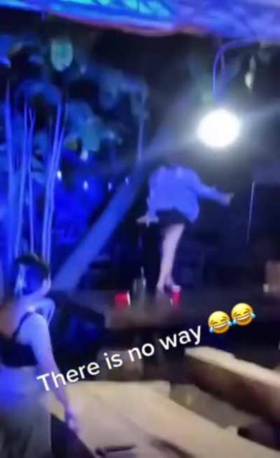 The most chaotic drunk dancing video ever! From mid air spilts to falling through a table, getting back up and then climbing a tree! Love it! Haha