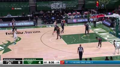 [Highlight] Nets leave Giannis Antetokounmpo wide open so he drills the three