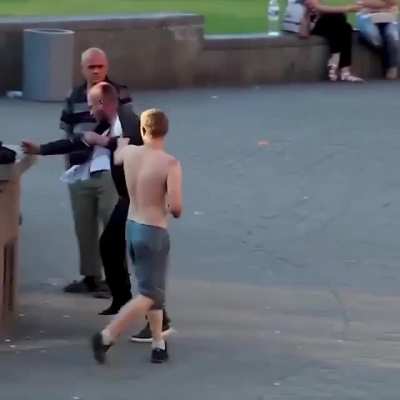 the freak beats up a homeless man, for which he was punished