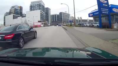 [oc] Aggressive ? tailgates , honking, and passing in opposite lane in excessive speed, then break checks 3-4 times even though I let him pass and gave him space. He was nowhere in sight when I pulled out of the lot and was speeding down in a 50 (30mph) z