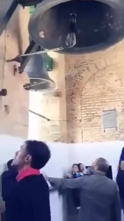 Ringing the Christmas bells in Utrera, Spain.