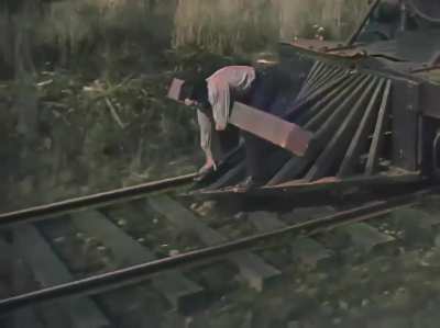This is a real stunt from the 1927 film "The General"