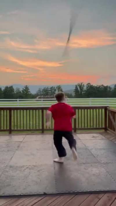 This kid performing martial arts...