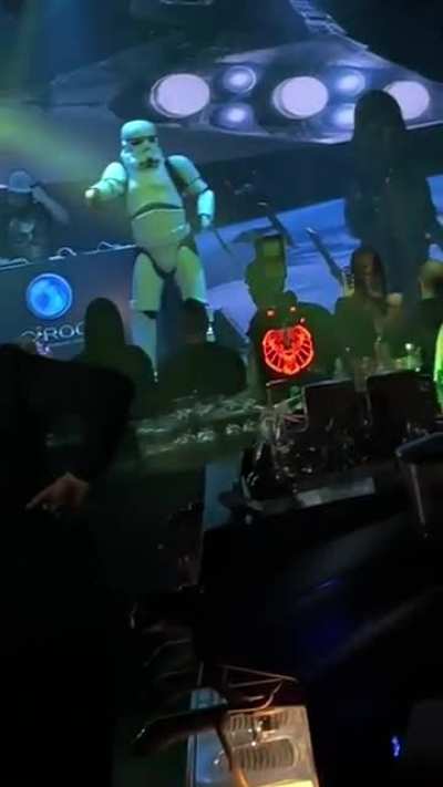 Stormtrooper having fun on Earth