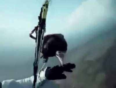 Skydiver gets a visit from a special friend