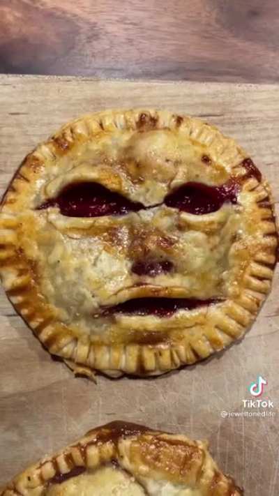 Hideous Halloween fruit pie faces