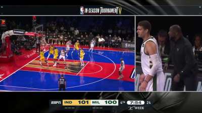 [Highlight] Haliburton and Brook Lopez mic'd up moments during the game.