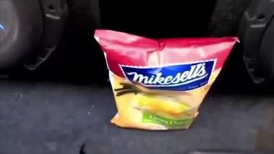 Subwoofer explodes bag of chips